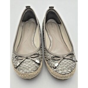 Andrew Geller Womens 7 Arctic Blue Metallic‎ woven Espadrille ballet flats